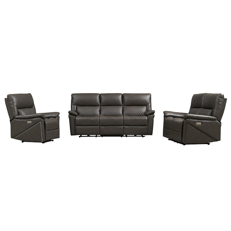 Bộ ghế sofa tựa điện 3 món bọc da
