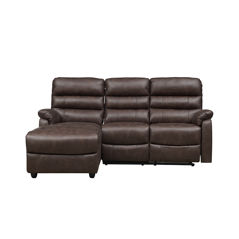 Ghế sofa mô-đun ba chỗ ngồi bọc da thoải mái hình chữ L có ghế dài có đệm