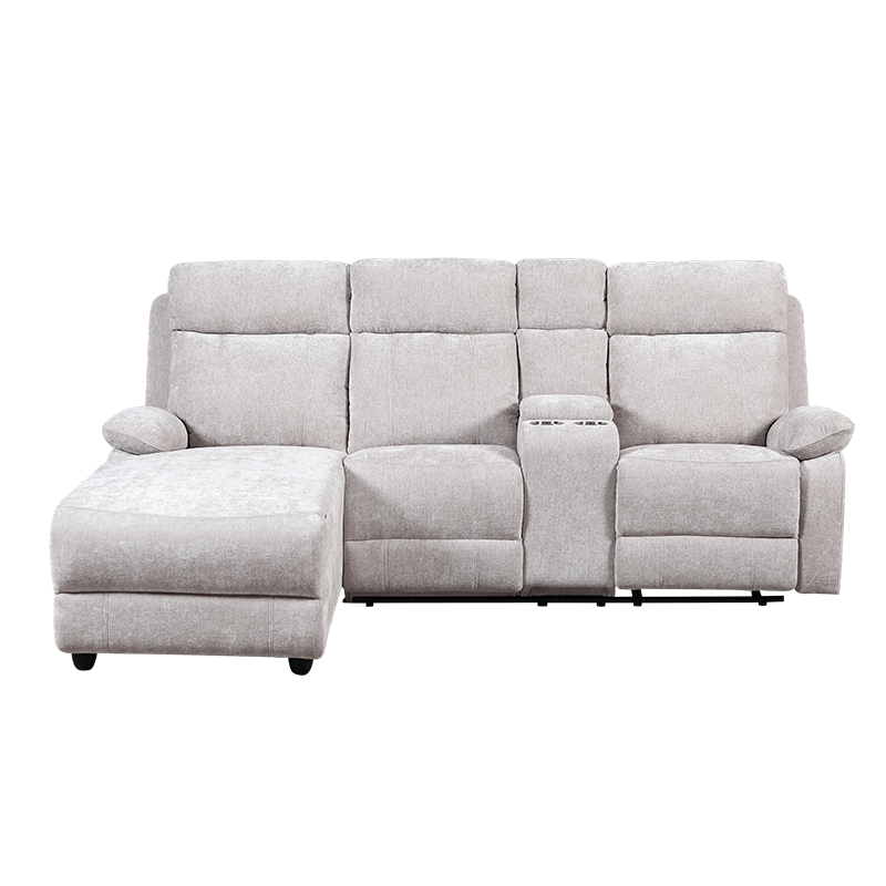 Sofa góc Chenille chaise với ghế dài có đệm