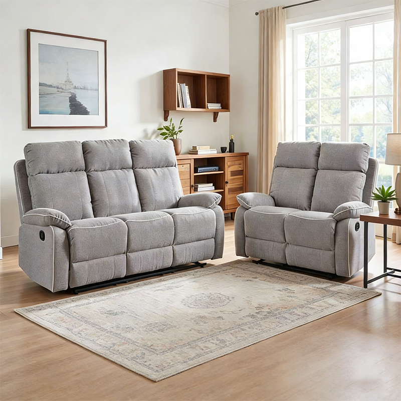 Bộ ghế sofa ngả lưng bằng vải 2 mảnh