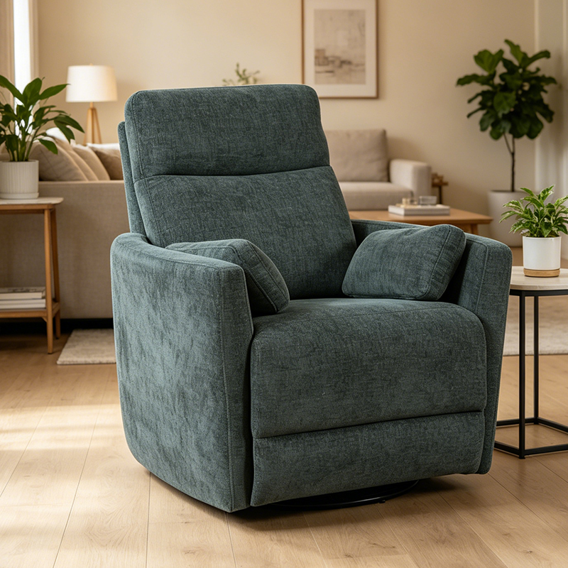 Ghế tựa kiểu tàu lượn xoay Chenille hiện đại có gối